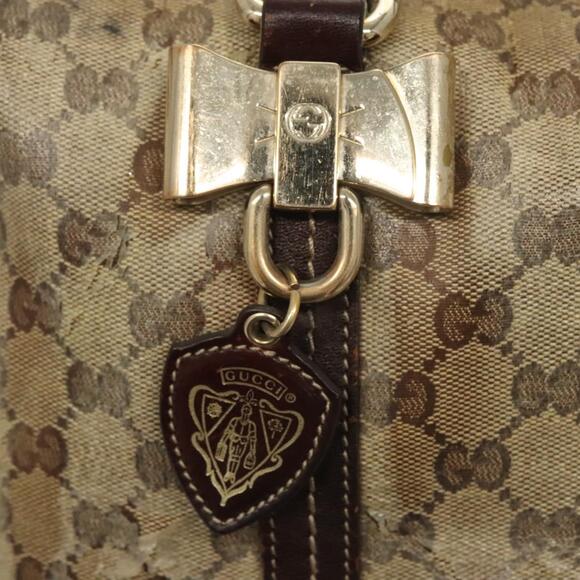 GUCCI GG Crystal Shoulder Bag Coated Canvas Brown Gold - Picture 14 of 16